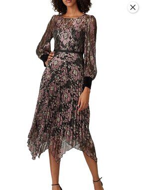 NISSA Floral Lace Pleated Dress - Size 6